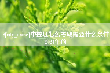 恩施中控证怎么考取需要什么条件2024年的